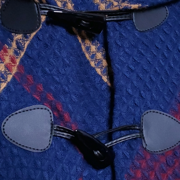 Nanette Lepore Plaid Blanket Poncho OSFA - Picture 9 of 16